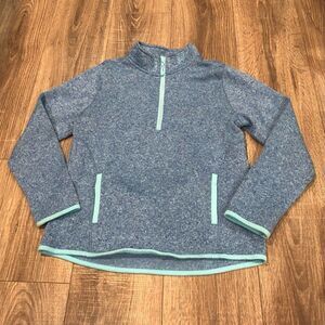 Athletic Works Quarter Zip Size 14-16 Blue Sweater with Aqua Trim